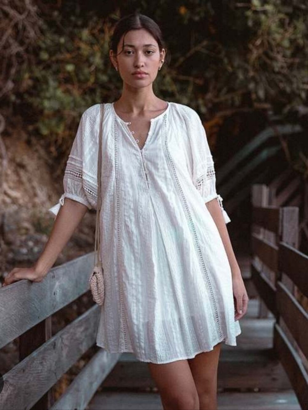 Cleobella Alba Mini Dress in Ivory Cotton Lace Pintuck S Sustainable Boho Resort